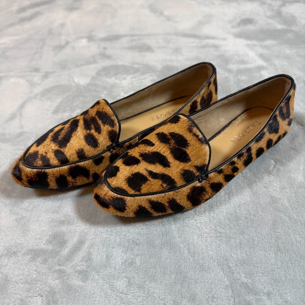 Talbots Loafers Women 6.5M Brown Leopard Print Calf Hair Smoking Flats
